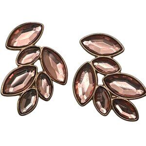 Glamourous Pale Pink Cluster Rhinestone Earrings Faceted Whimsy Romantic Inspo